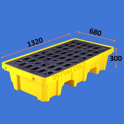 Thông số kỹ thuật Pallet chống tràn đổ dầu hóa chất 2 thùng phi BlueSP-2D